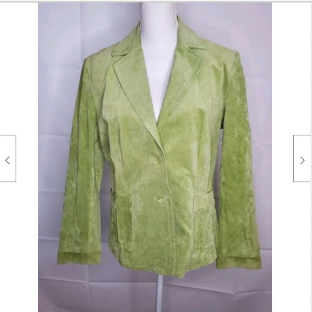 Convington Leather Large Green Lined Blazer Jacket